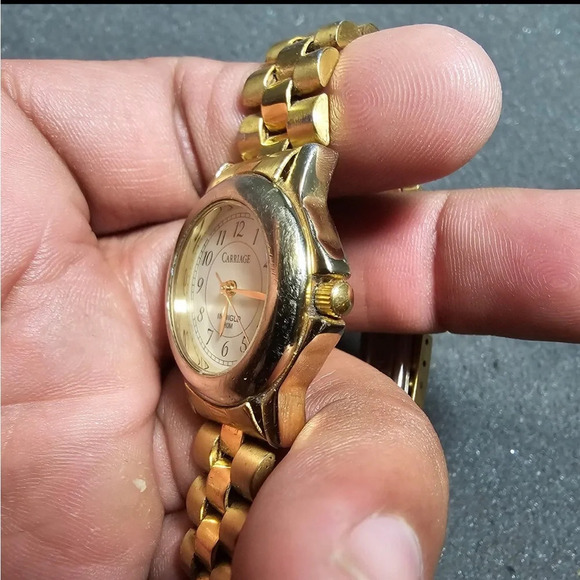 Carriage By Timex Indiglo Ladies Quartz Watch Date Just Gild Tone Working KK - Picture 2 of 9